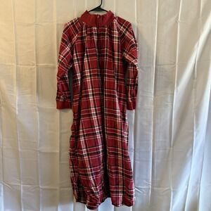 Vintage Metropolitan Womens L Cotton Flannel Plaid Nightgown Grandma Modest Pjs